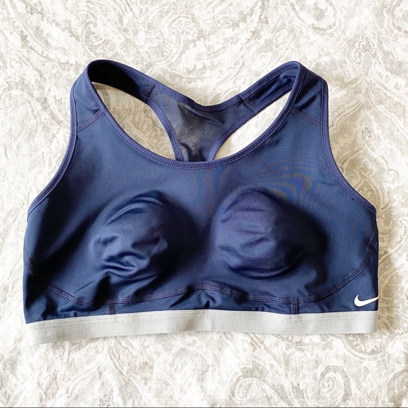 NIKE Sports Bra Navy Blue Gray XL NEW - Picture 2 of 7